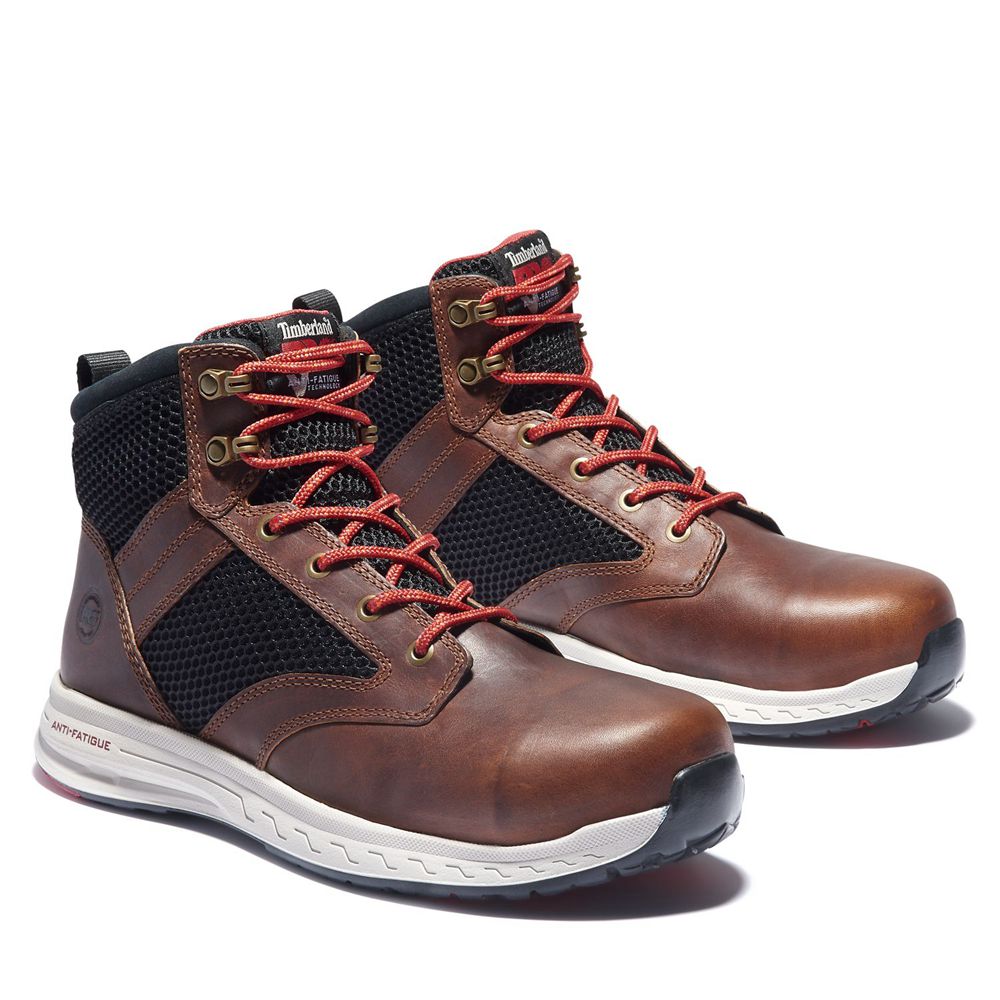 Timberland Pro Μποτακια Ανδρικα Καφε/Μαυρα - Drivetrain Comp Toe Mid - Greece 8746195-PB